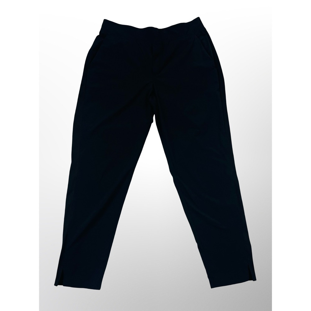 Athleta Brooklyn Ankle Pant Black Ribbed Waistband Ankle Zip Pockets Size 8